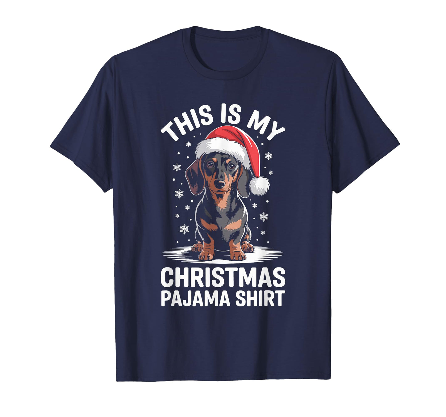 Funny Dachshund Santa Hat Christmas Dog Lover Xmas T-Shirt