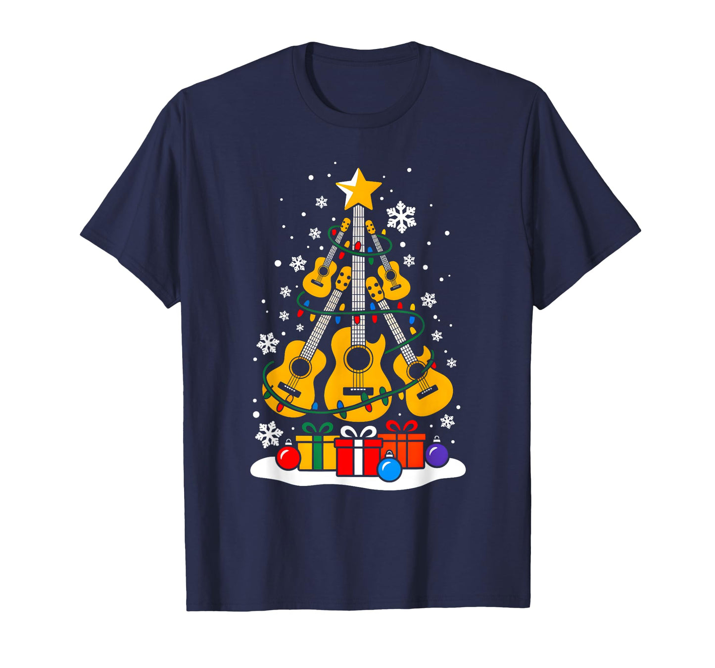 Christmas Guitar Classic Player Xmas Tree Music Lover Santa T-Shirt