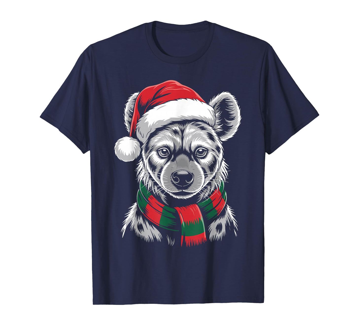 Hyena Xmas Santa Hat Scarf Christmas Costume T-Shirt