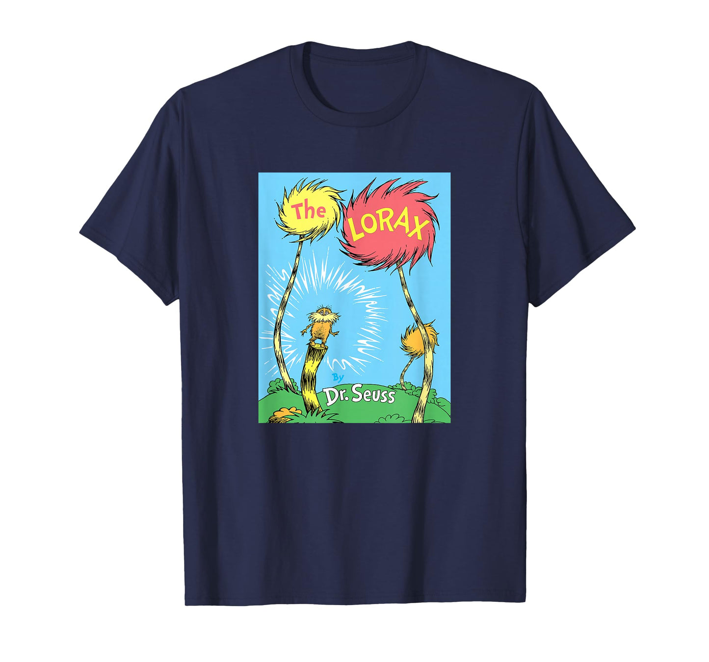 Dr. Seuss The Lorax Book Cover T-Shirt - Unisex-Adults, Black, Small