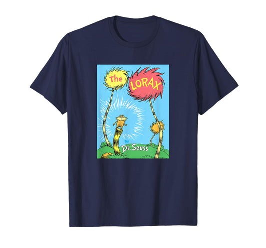 Dr. Seuss The Lorax Book Cover T-Shirt - Unisex-Adults, Black, Small