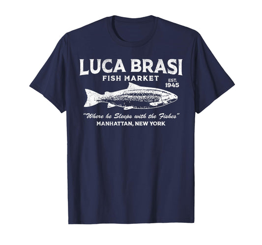 Vintage Luca Brasi Fish Market Retro Fishing T-Shirt