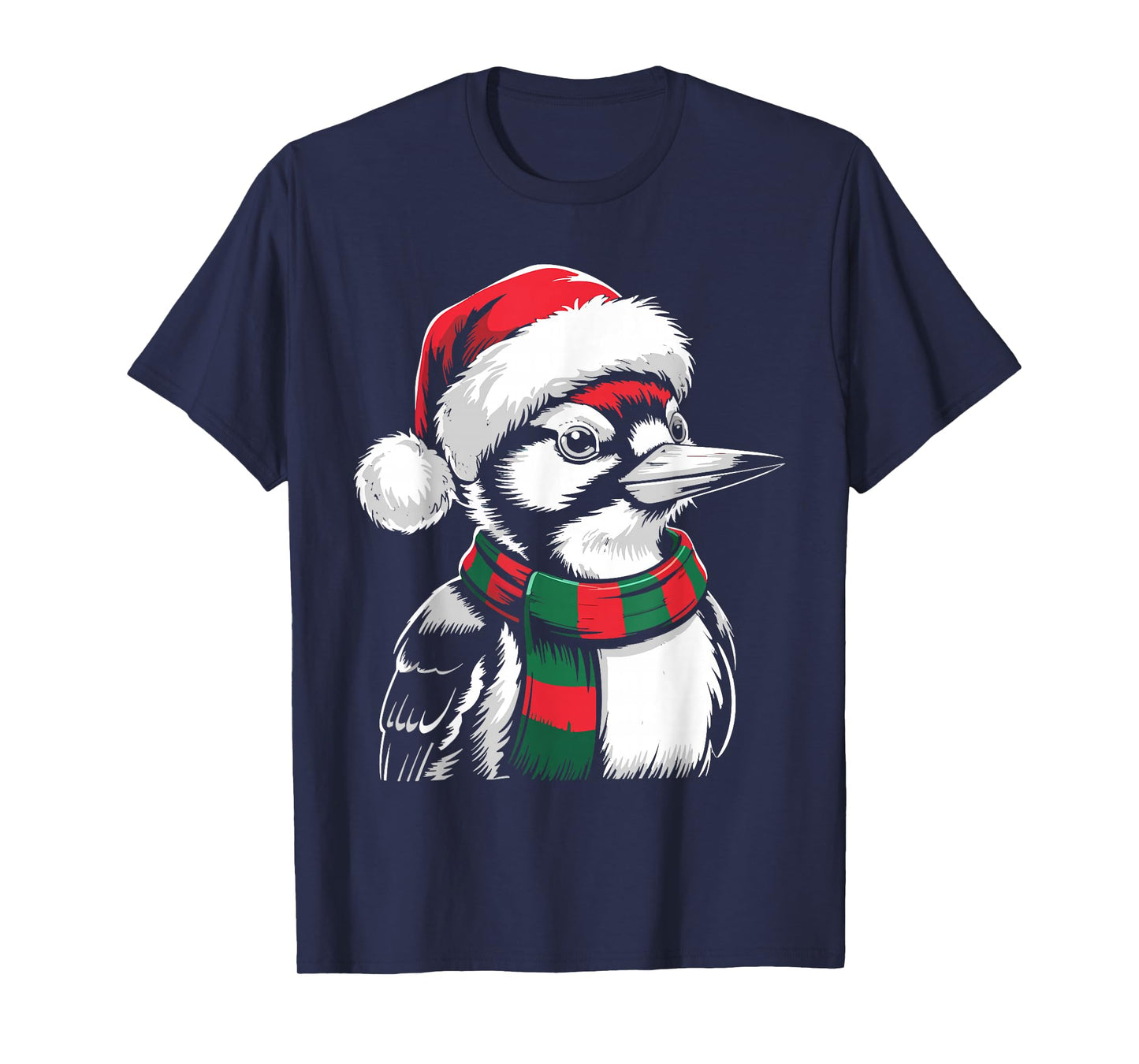 Woodpecker Xmas Santa Hat Scarf Christmas Costume T-Shirt
