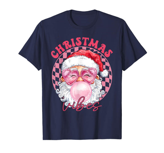 Vintage Groovy Santa Claus Christmas Vibes Womens Kids Girls T-Shirt