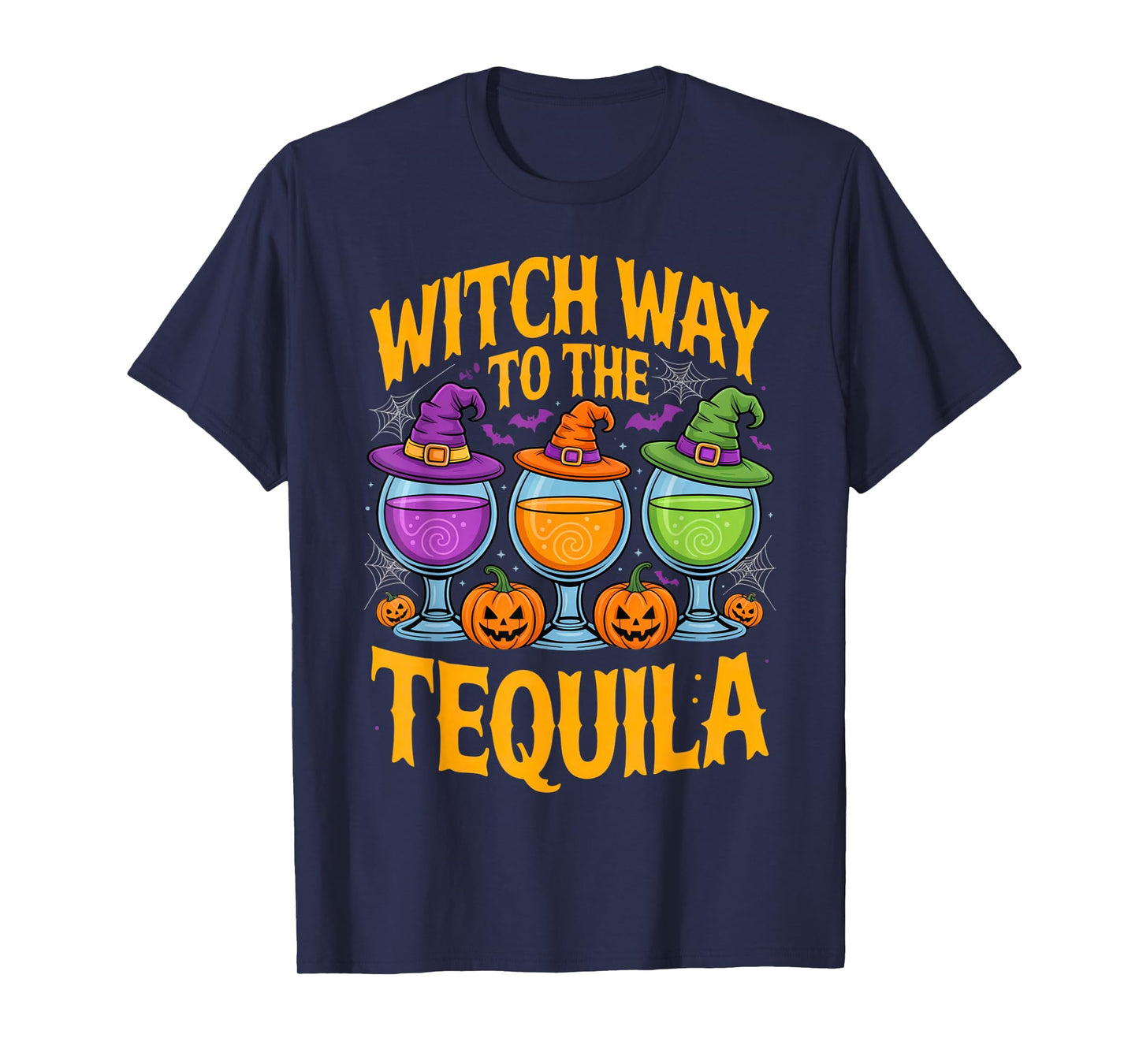 Witch Way to The Tequila Funny Halloween Cocktail Humor T-Shirt