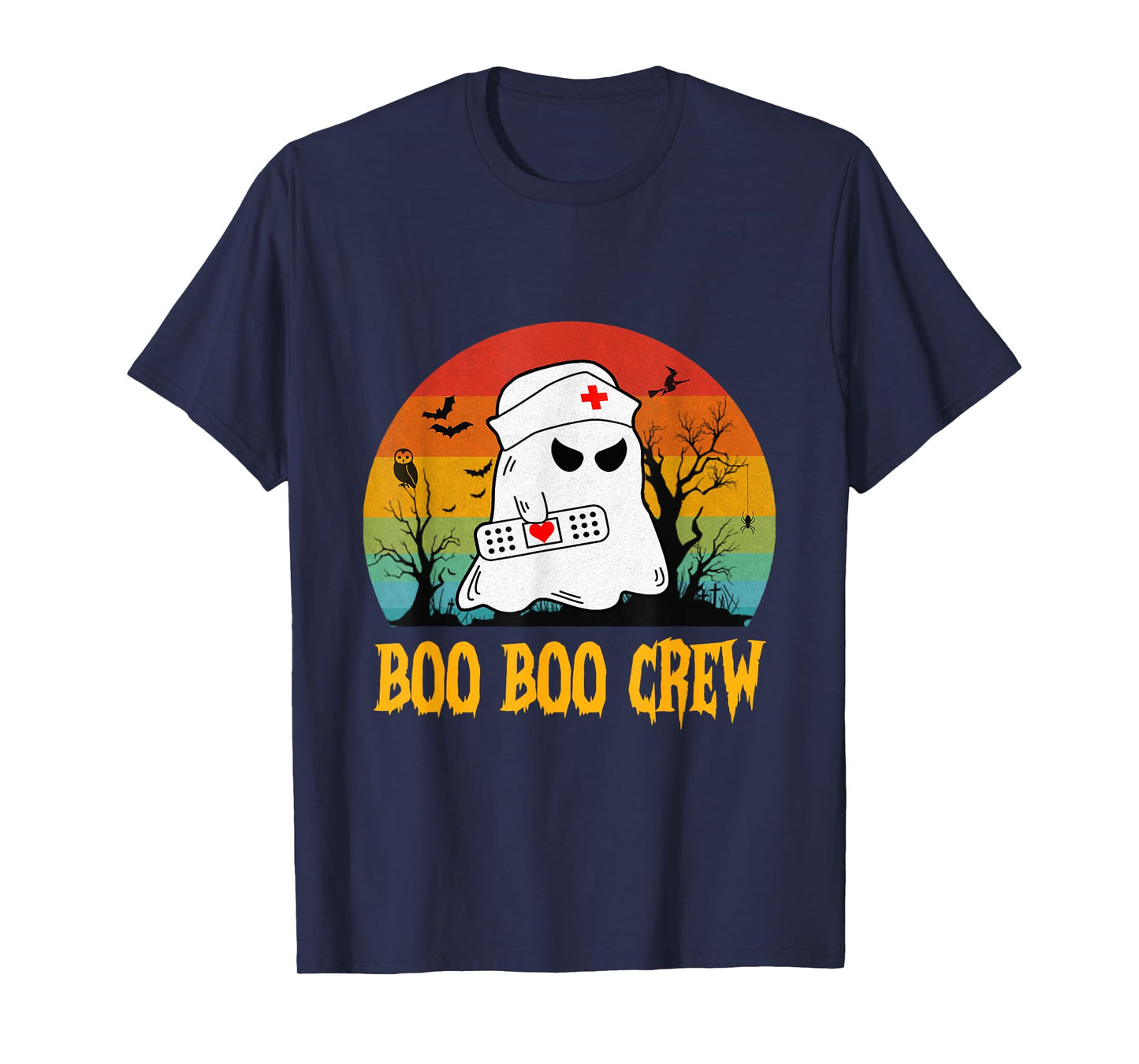 Boo Boo Crew Ghost Nurse Retro Funny Halloween Costume Women T-Shirt