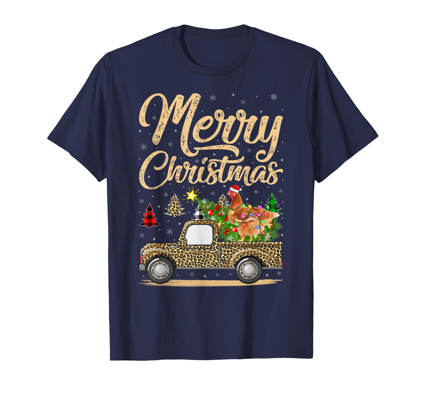 Chicken Christmas Tree Leopard Truck Xmas Pajamas Christmas T-Shirt