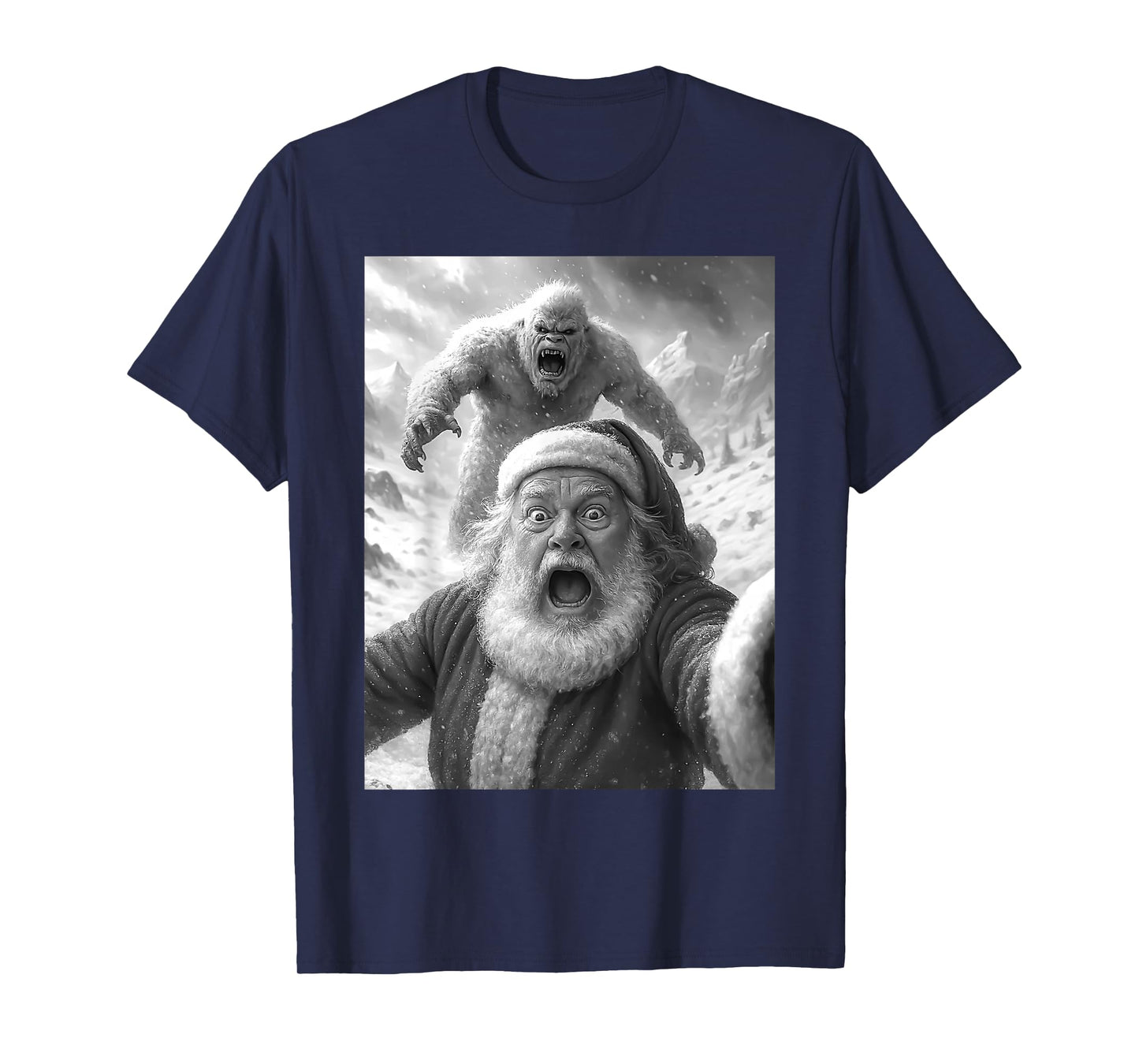 Funny Santa Taking A Selfie Christmas Xmas Snowflake Holiday T-Shirt