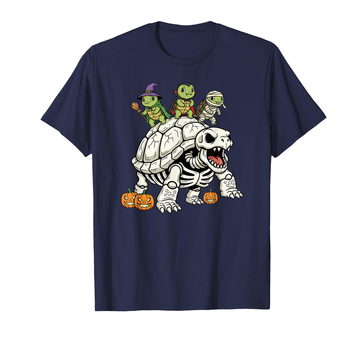 Funny Turtle Skeleton Mummy Witch Halloween Kids Mens Womens T-Shirt