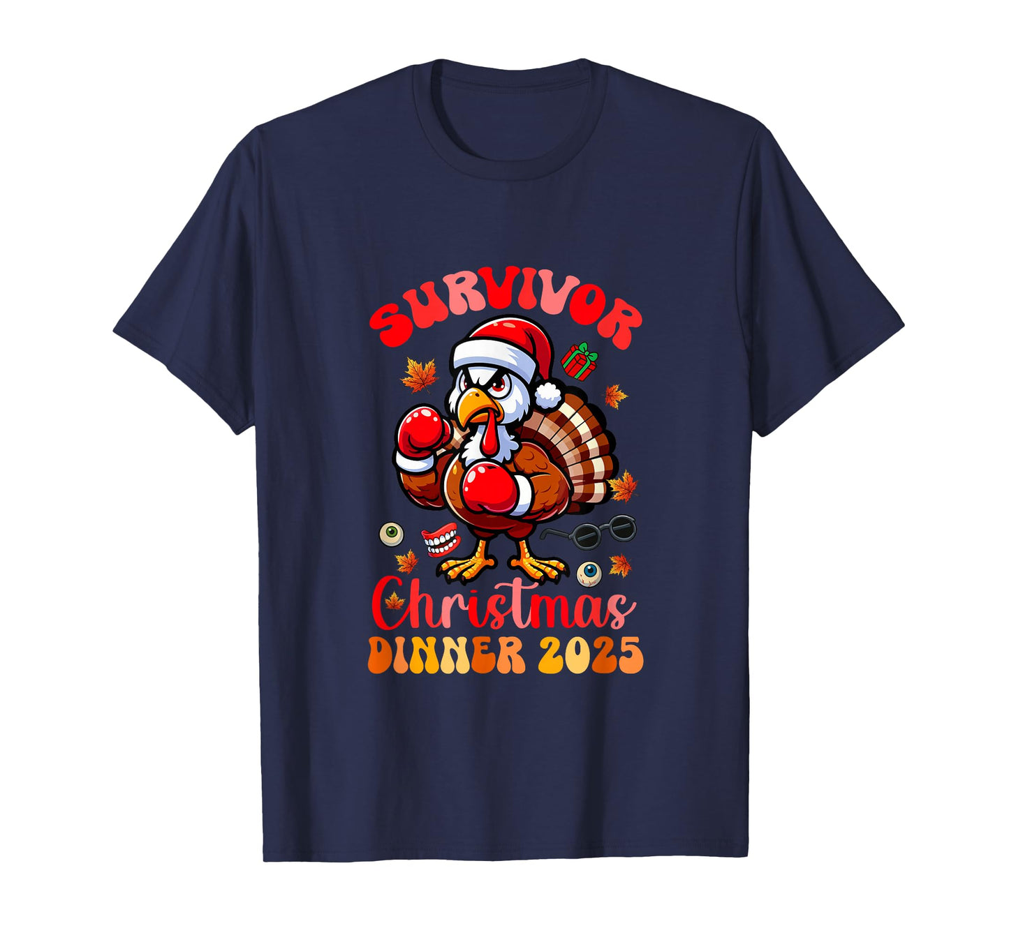 Survivor Christmas Dinner 2025 Santa Turkey Boxer Colorful T-Shirt