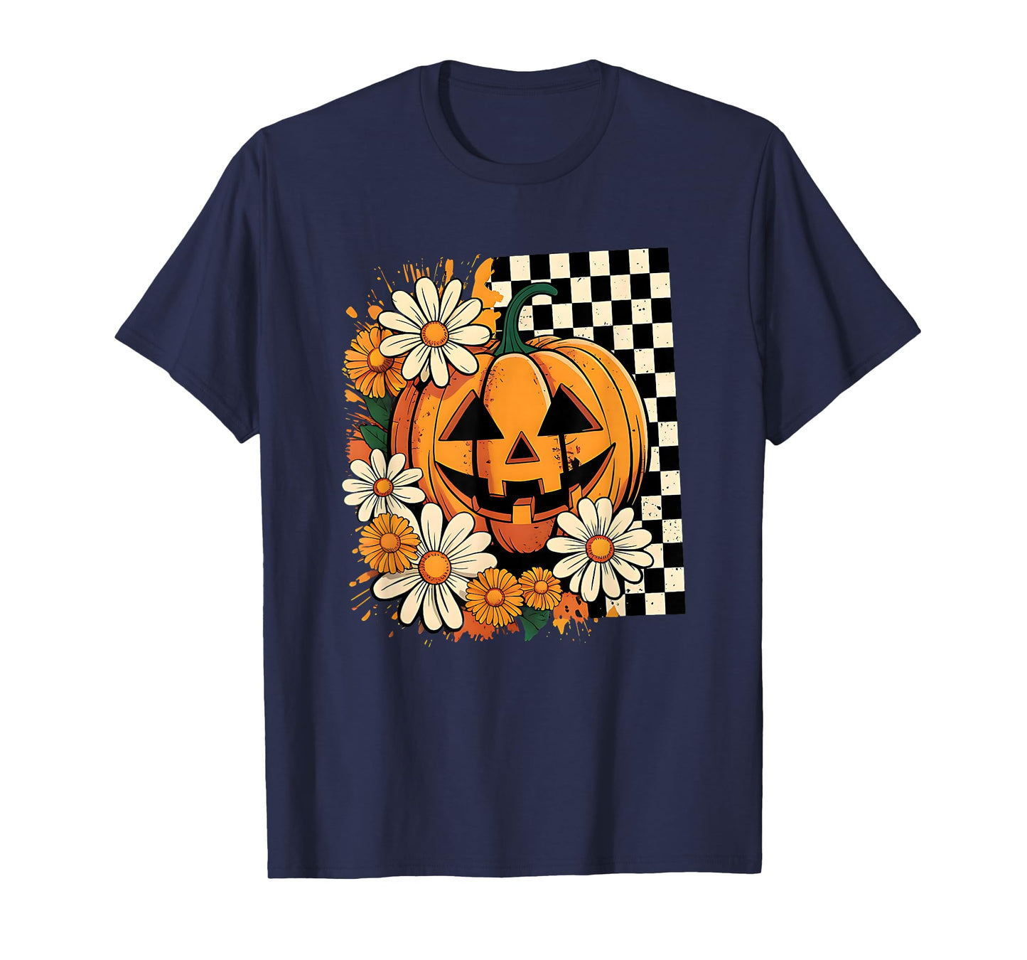 Retro Pumpkin Halloween Costume Skeleton Ghost Witch Horror T-Shirt