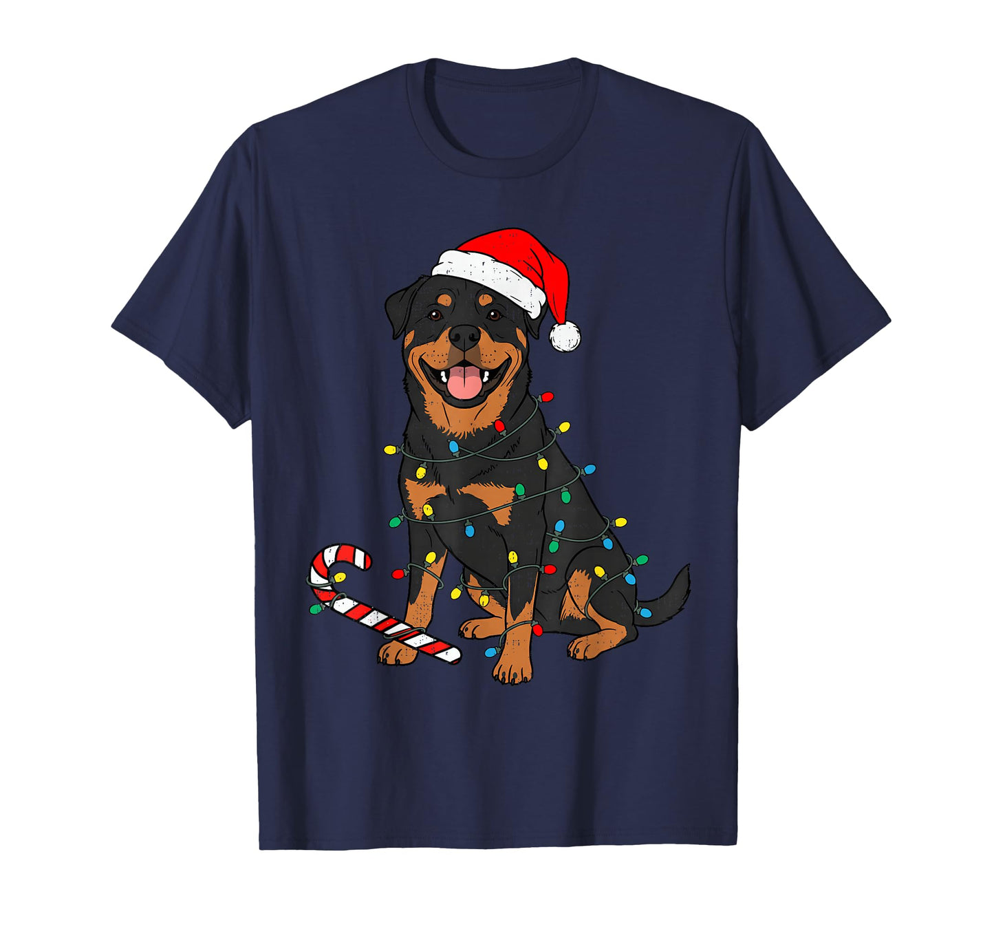 Rottweiler Dog Christmas Lights Santa Xmas Pet Dog Lover T-Shirt