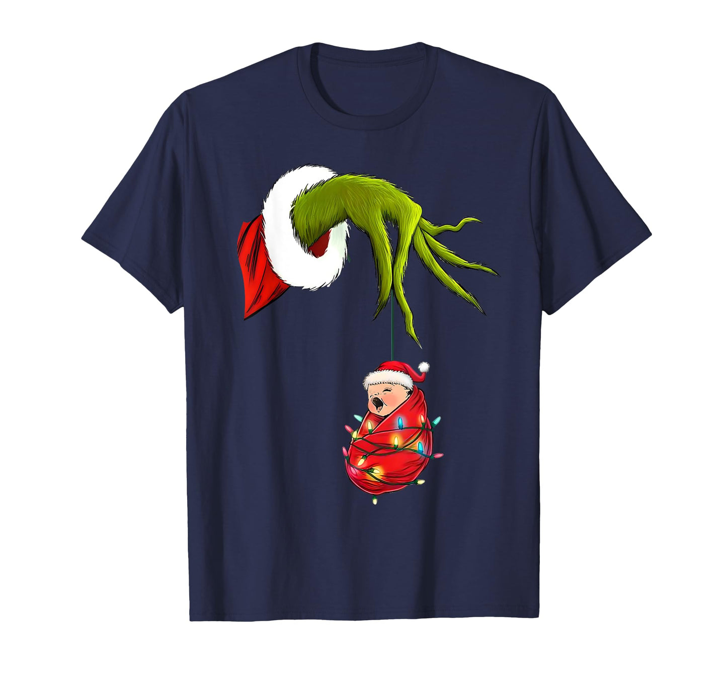 Labor and Delivery Baby Wrapper Nurse Christmas Lights Santa T-Shirt