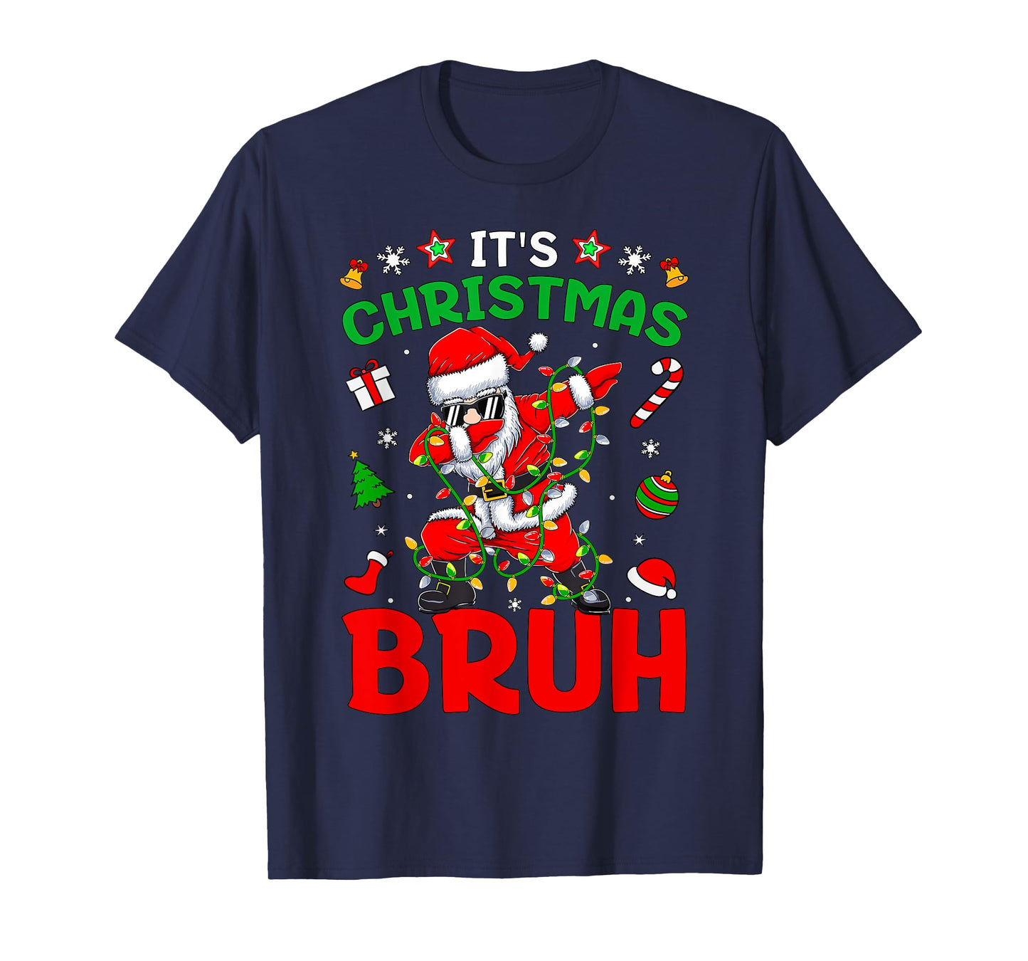 Bruh Christmas Boys Kids Santa Claus Dabbing Funny Xmas T-Shirt