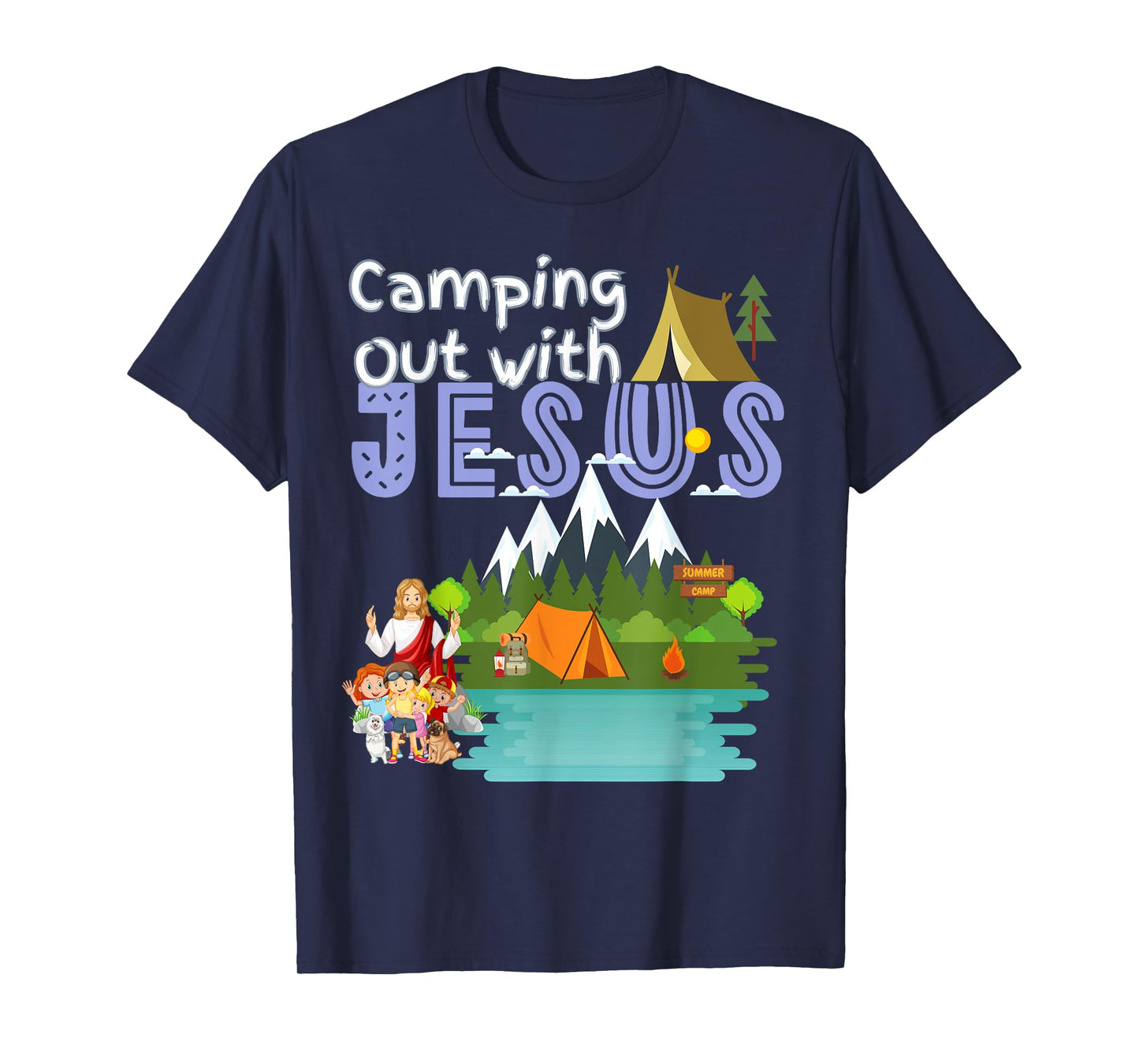 Camping Out With Jesus Summer Camp VBS Christian Kids T-Shirt