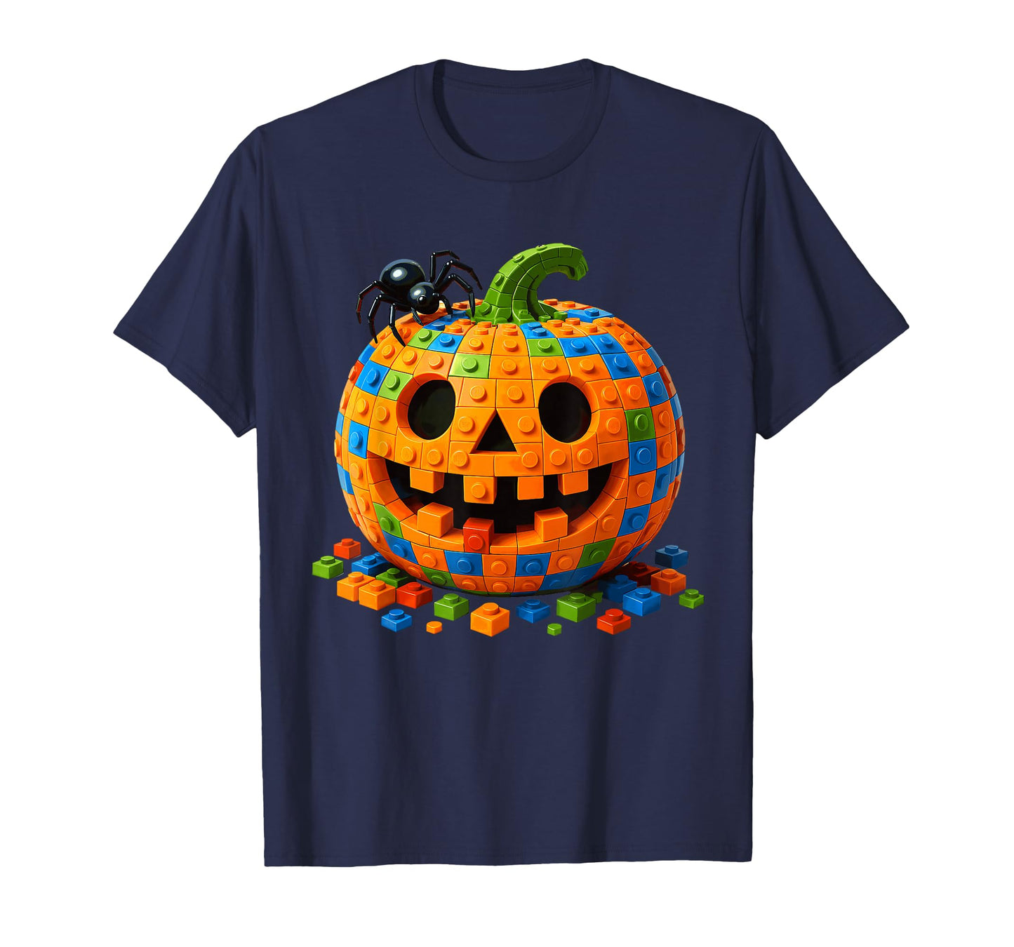 Jack O Lantern Pumpkin Blocks Building Happy Halloween Day T-Shirt