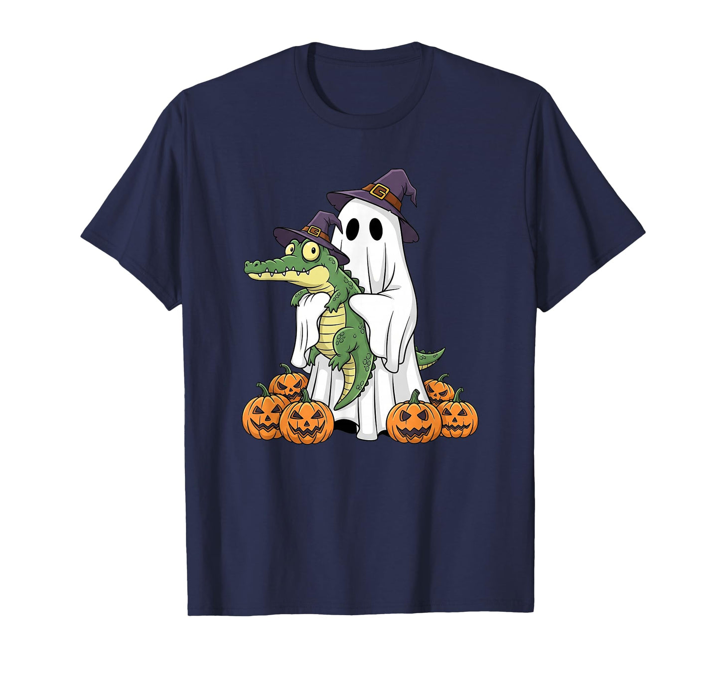 Funny Ghost Alligator Pumpkin Halloween Kids Mens Womens T-Shirt