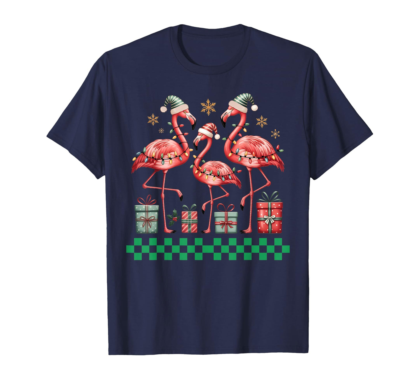 Christmas in July Pink Flamingo Light Lovers Summer Xmas T-Shirt