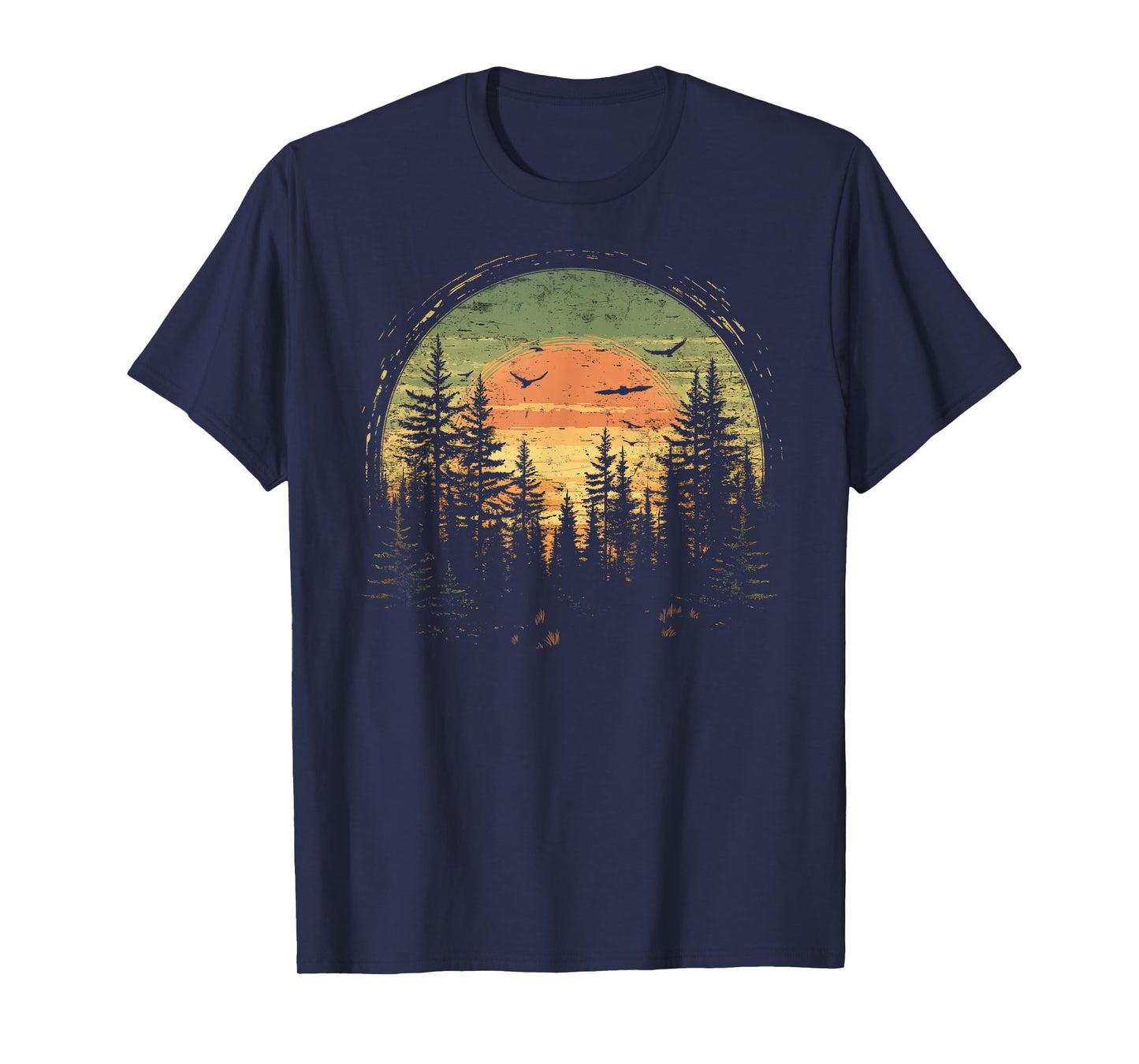 Retro Wilderness Bear Trees Reflection Outdoor Forest T-Shirt