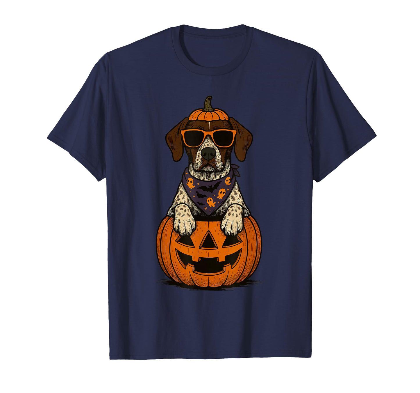 Spooky German Shorthaired Pointer Pumpkin Halloween T-Shirt
