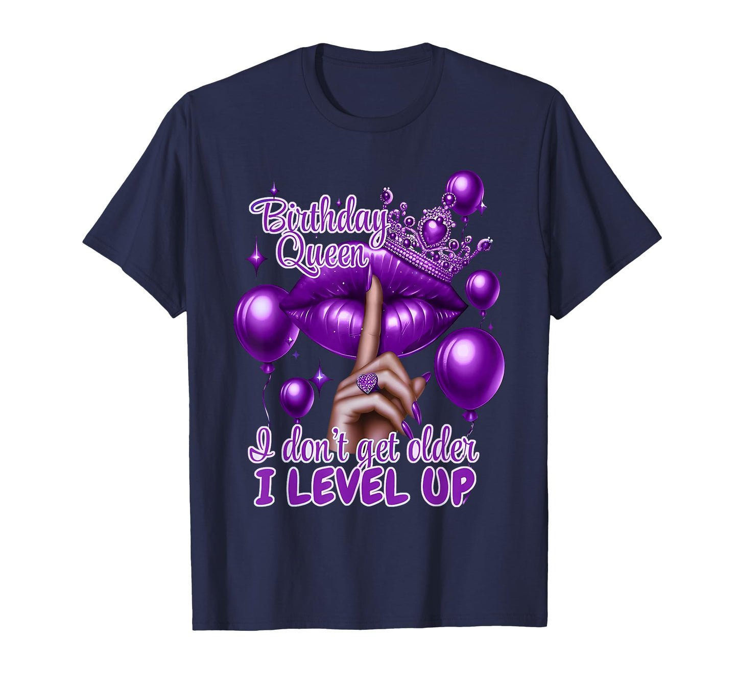 Retro Purple Birthday Queen I Dont Get Older I Level Up T-Shirt