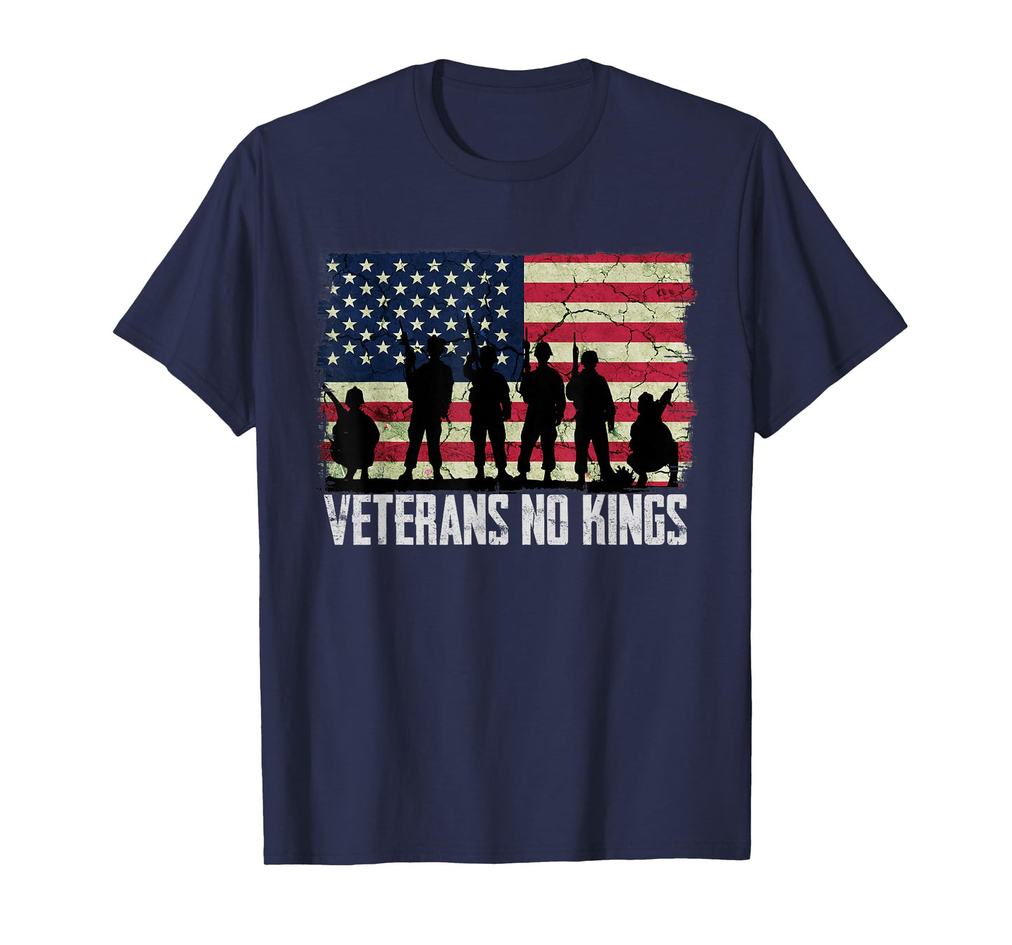 Veterans No Kings Shirt Vintage America Flag Veterans T-Shirt