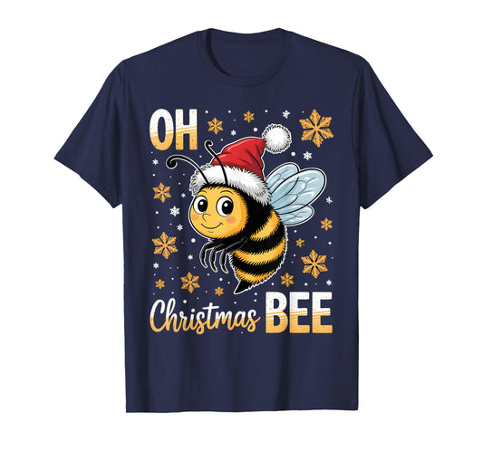 Cute Xmas Bumble Bee Oh Christmas Tree Joke Snow Scene T-Shirt