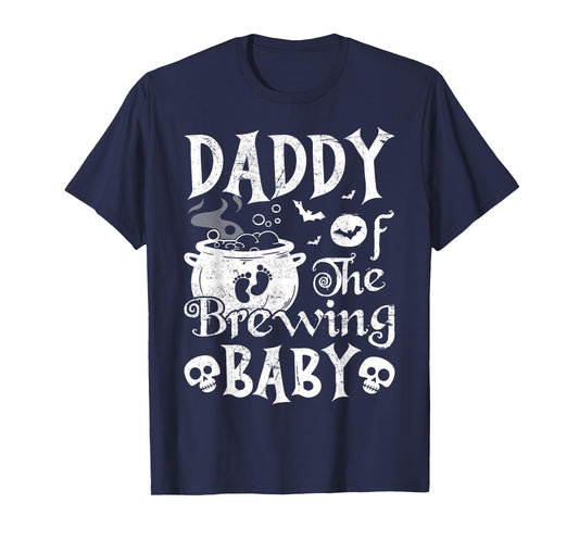 Mens Pregnancy Announcement Daddy of the Brewing Baby Halloween T-Shirt