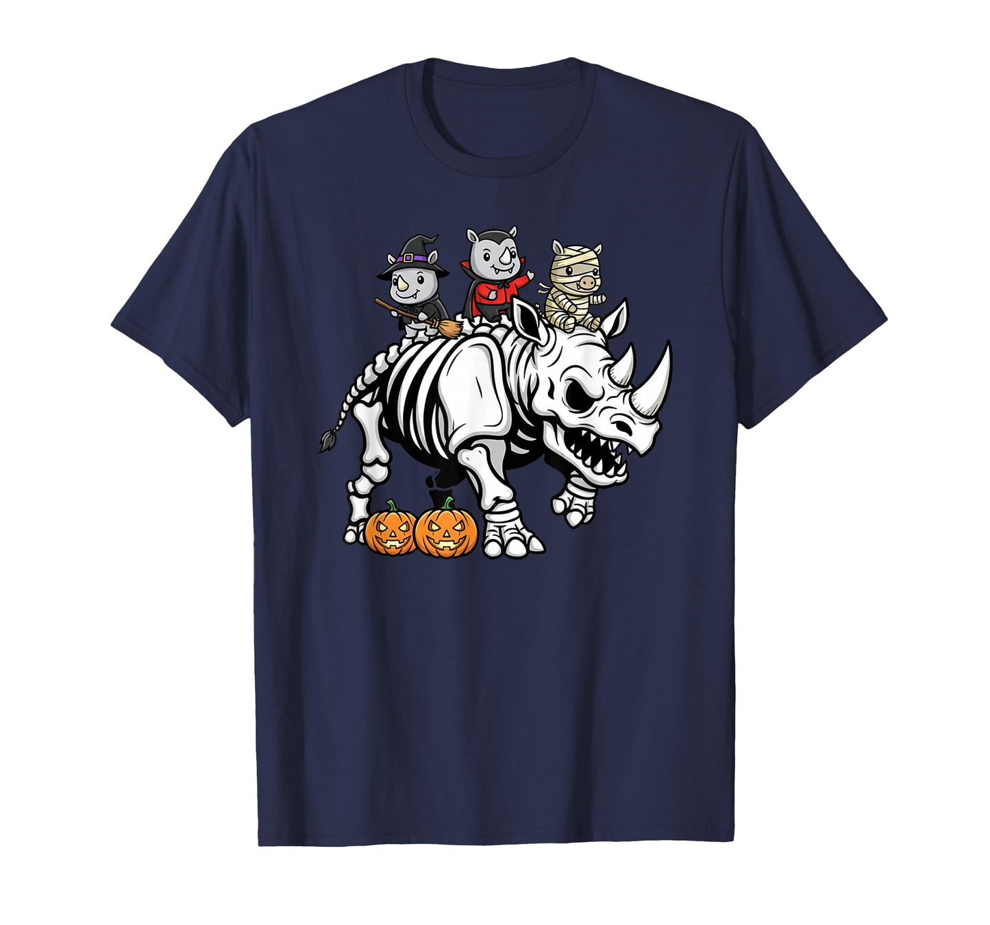 Funny Rhino Skeleton Mummy Witch Halloween Kids Mens Womens T-Shirt