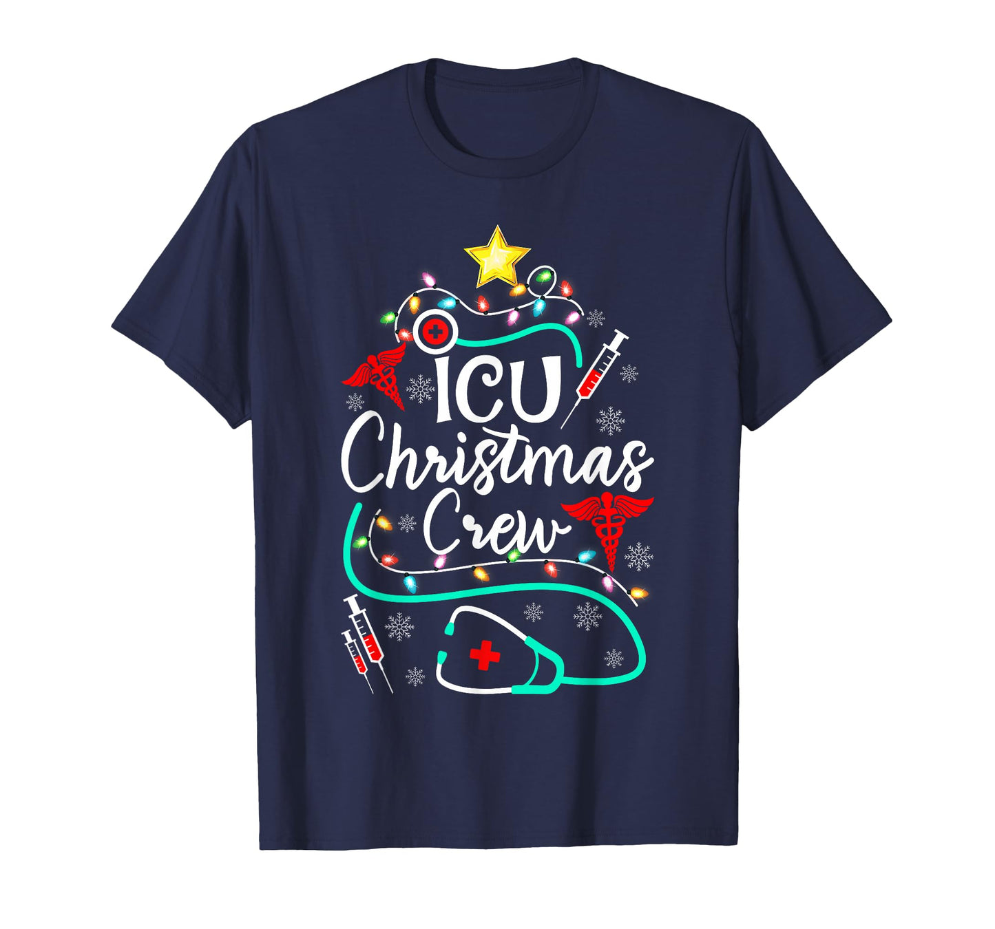 Nurse ICU Christmas Crew Nursing Christmas Tree T-Shirt