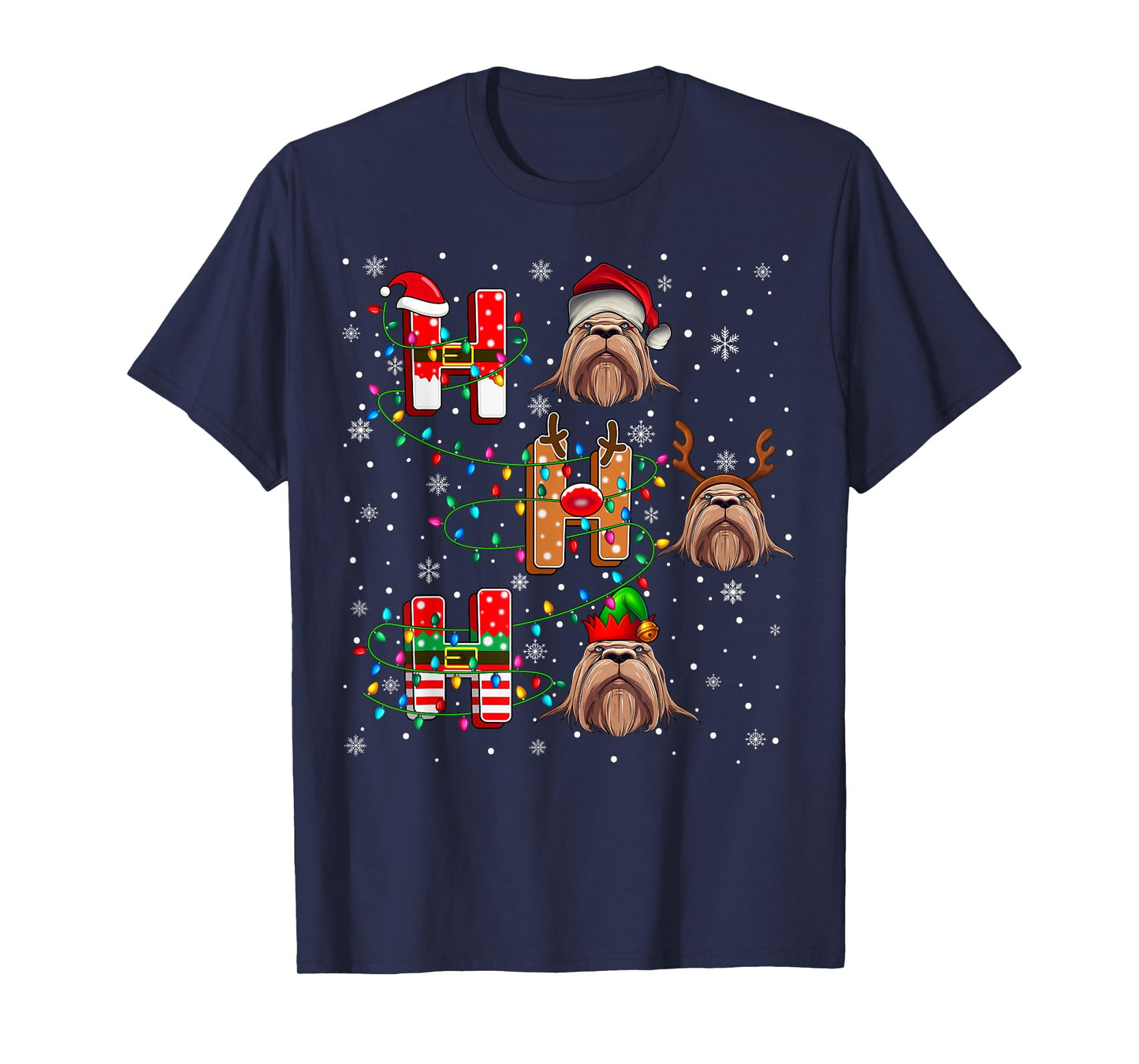 Ho Ho Ho Santa Reindeer Hat Elf Walrus Animal Christmas T-Shirt