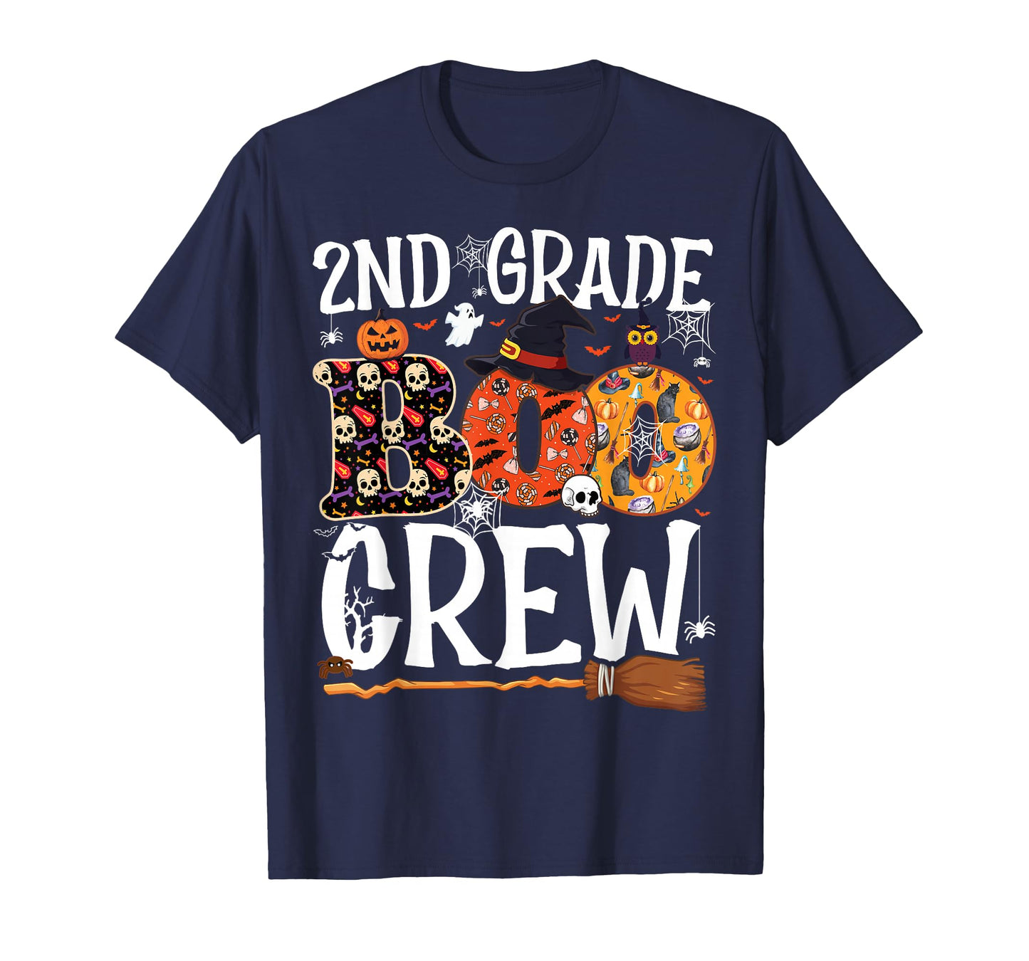 2nd Grade Boo Crew Cute Ghost Halloween Teacher Kids T-Shirt
