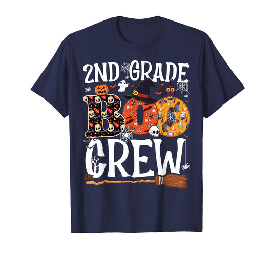 2nd Grade Boo Crew Cute Ghost Halloween Teacher Kids T-Shirt