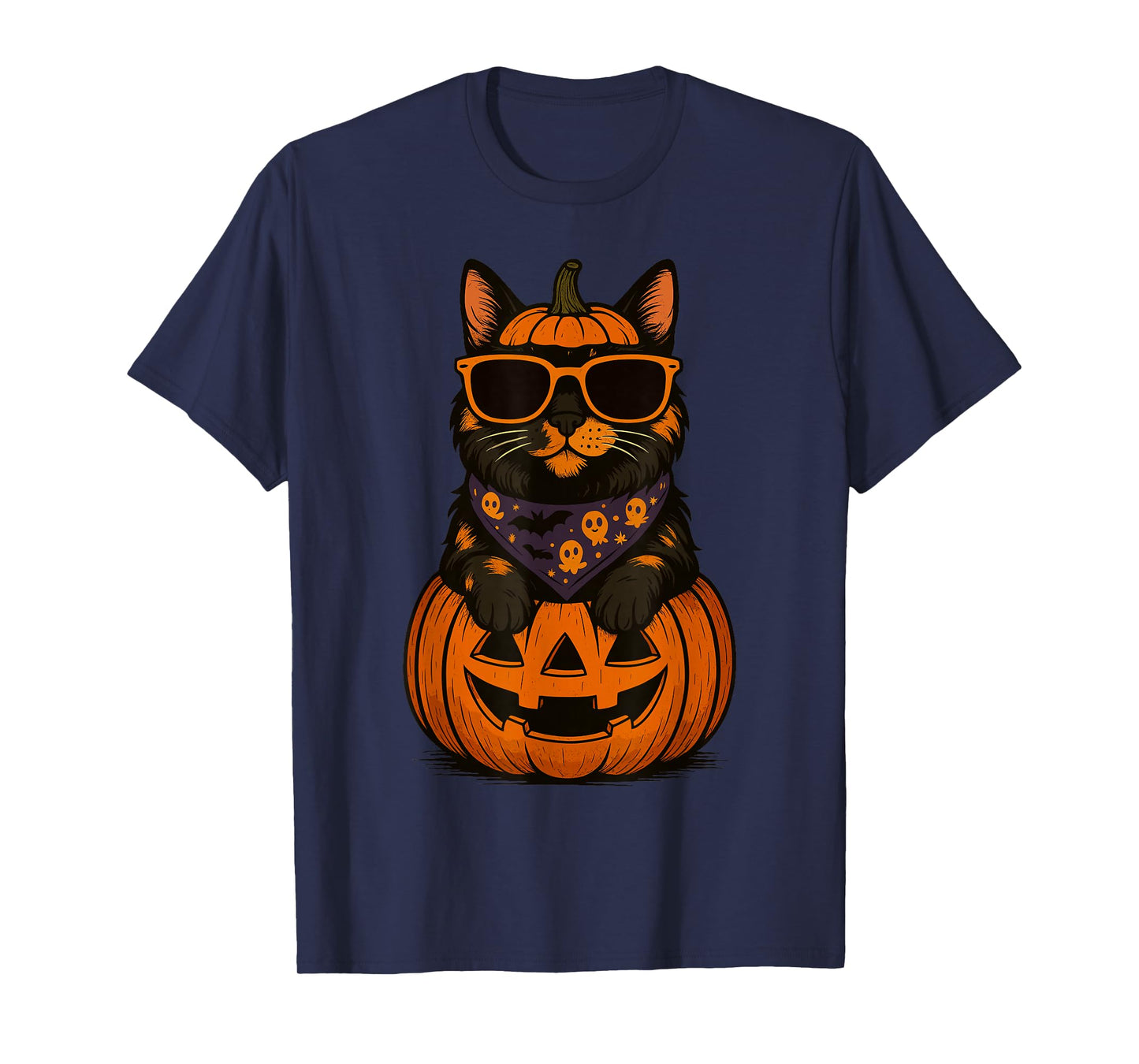 Spooky Tortoiseshell Cat Pumpkin Halloween Cat Lover T-Shirt