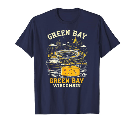 Vintage Green Bay Wisconsin Sunset Skyline Cityscape T-Shirt