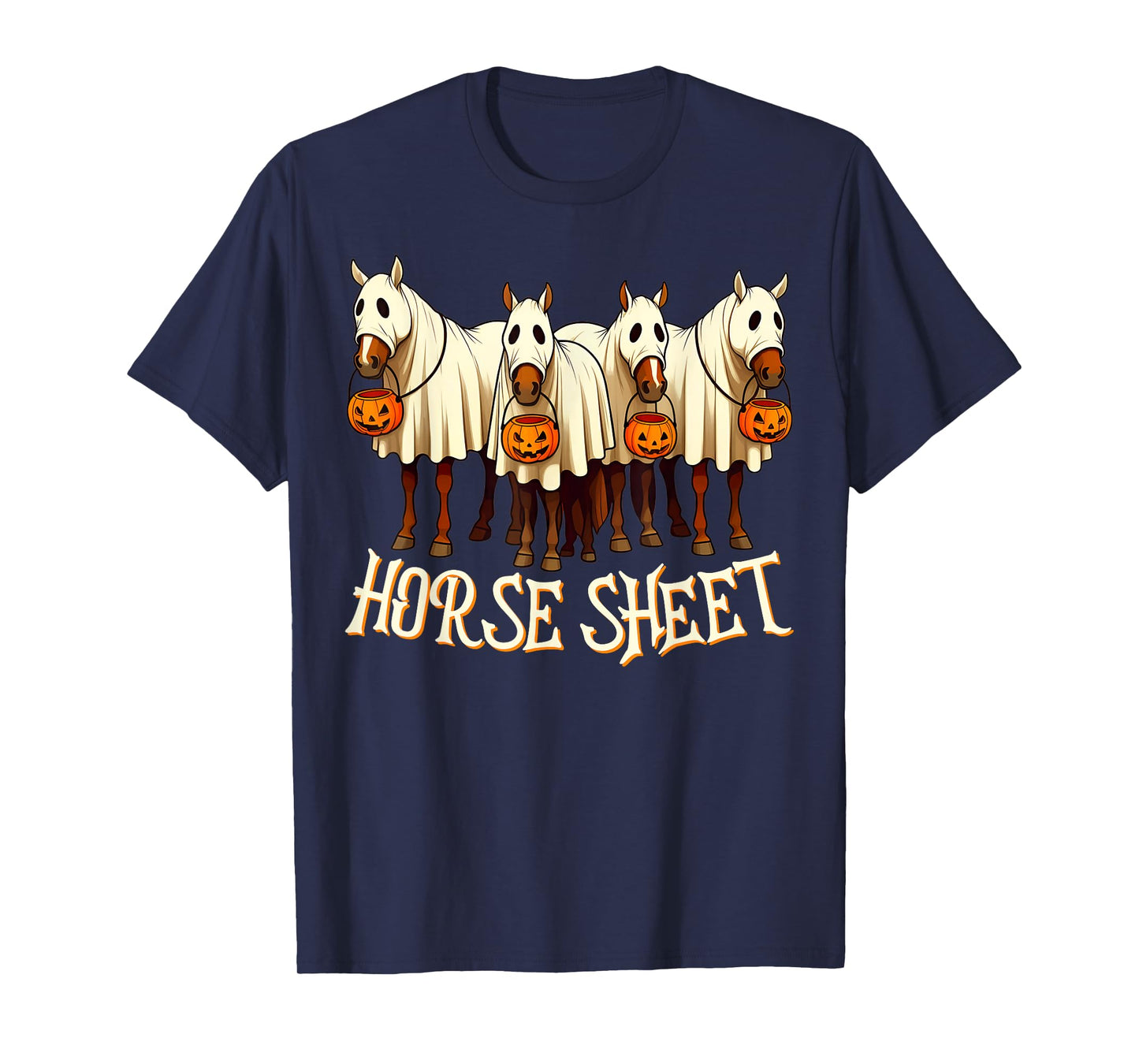 Cute Horse Sheet Ghost Horse Spooky Season Halloween Costume T-Shirt