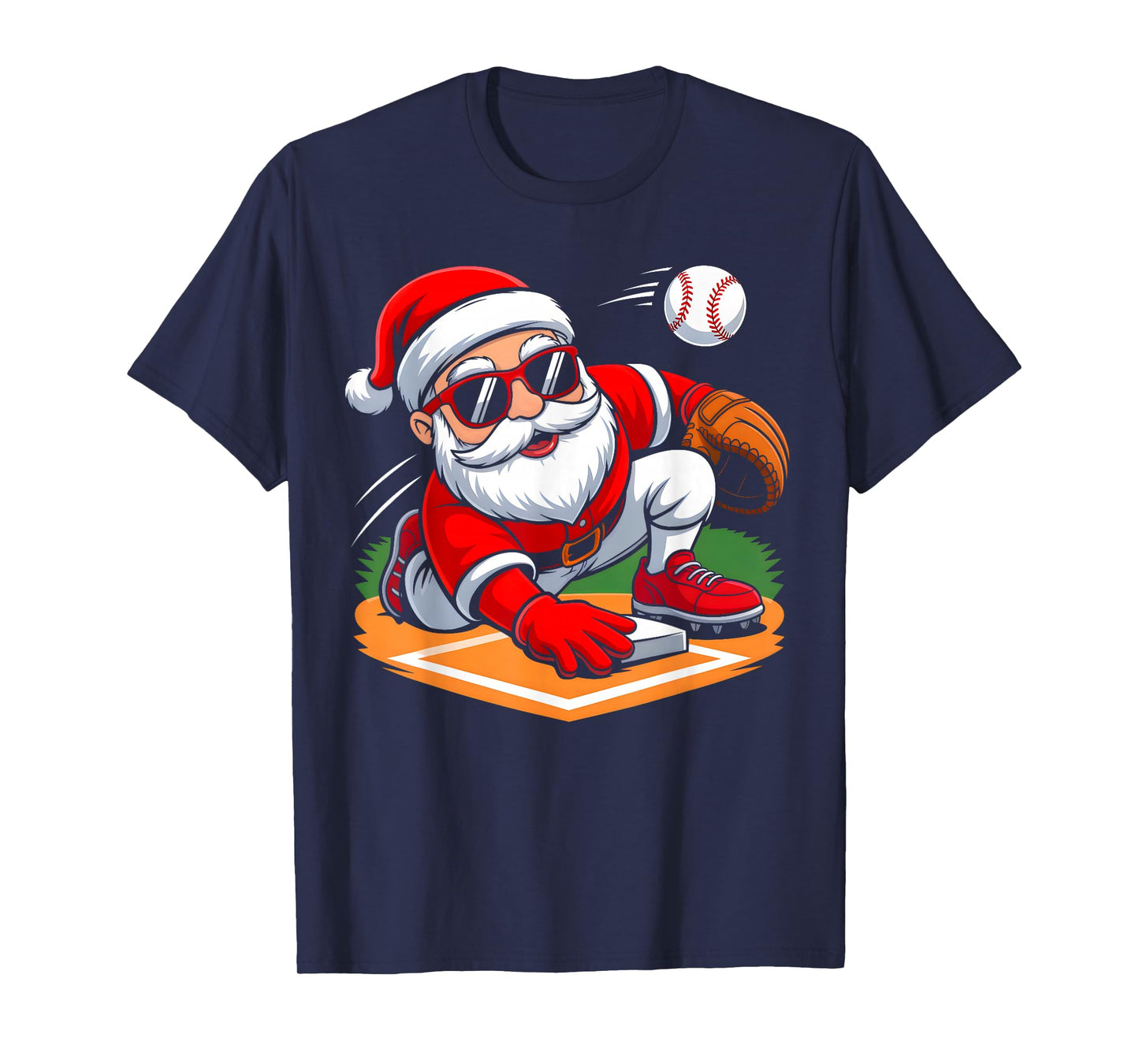 Christmas Santa Claus Baseball Player Xmas Boys Men Sport T-Shirt
