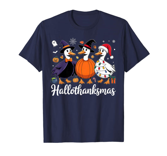 Duck Halloween Thanksgiving Christmas Happy HalloThanksMas T-Shirt