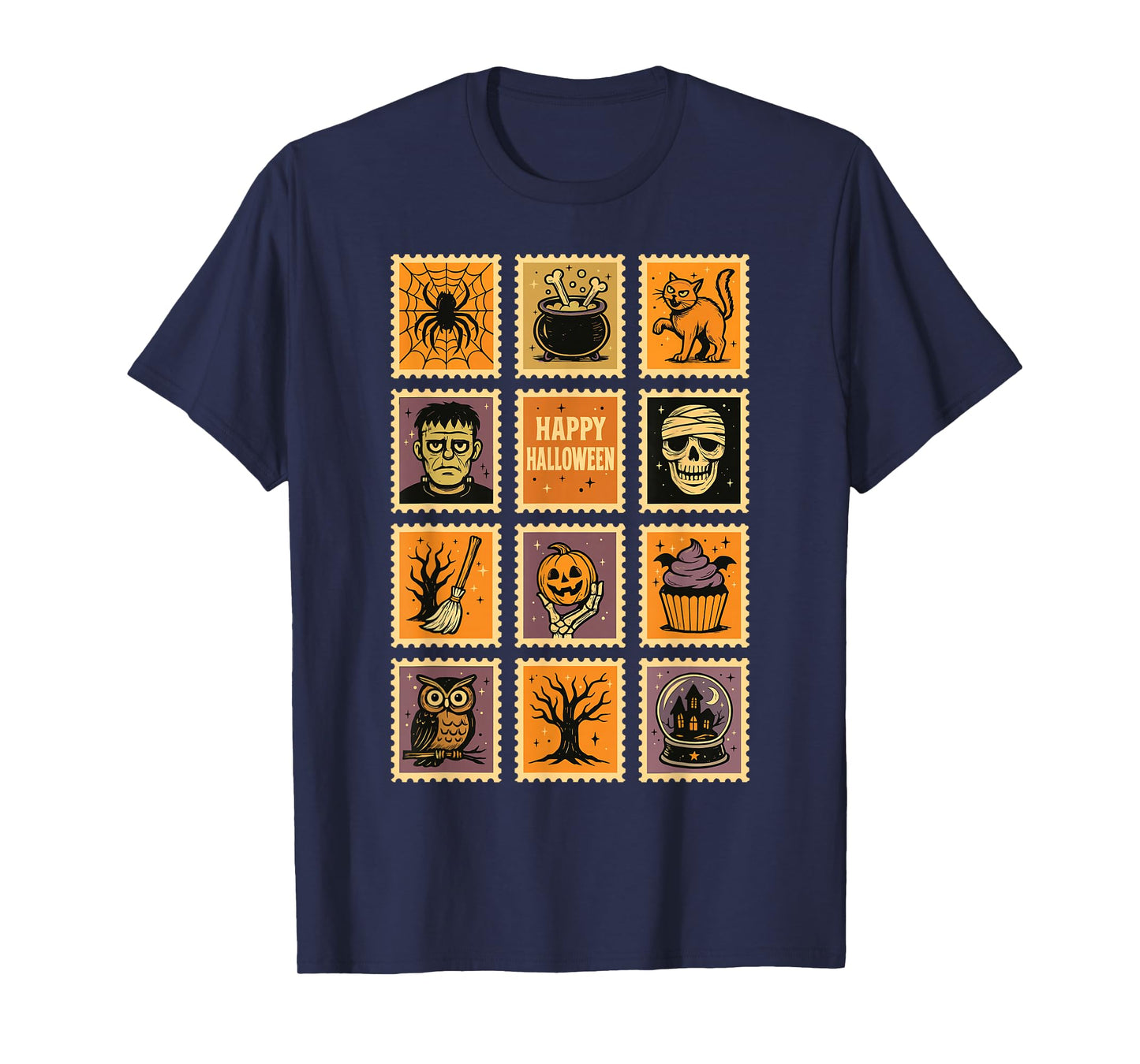 Vintage Halloween Postage Stamps Retro Spooky Cute Design T-Shirt