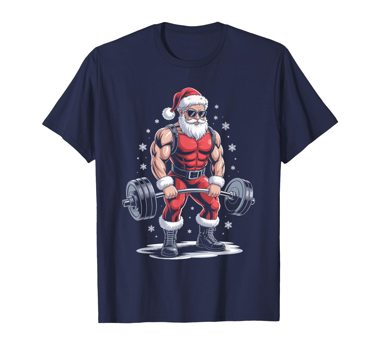 Santa Weightlifting Christmas Gym Fitness Deadlift Xmas Men T-Shirt