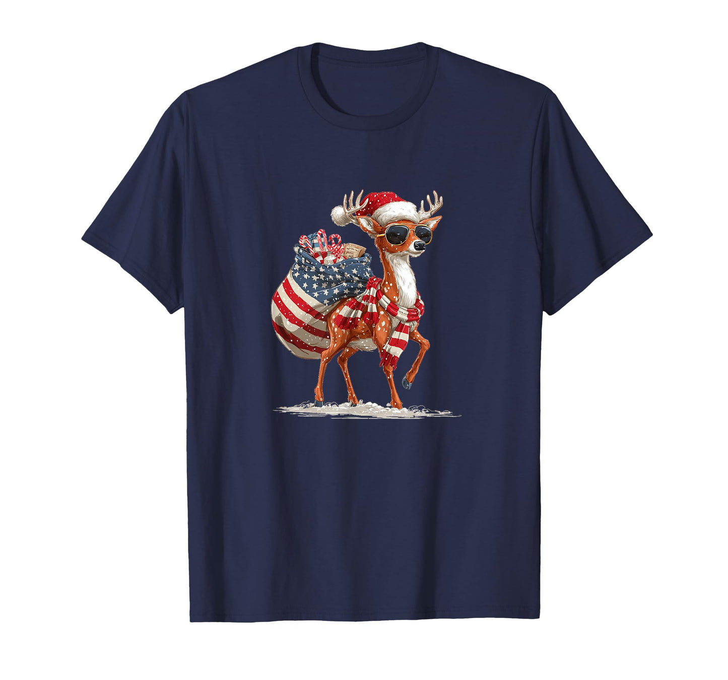 Funny Reindeer Costume in Santa and Christmas Look T-Shirt