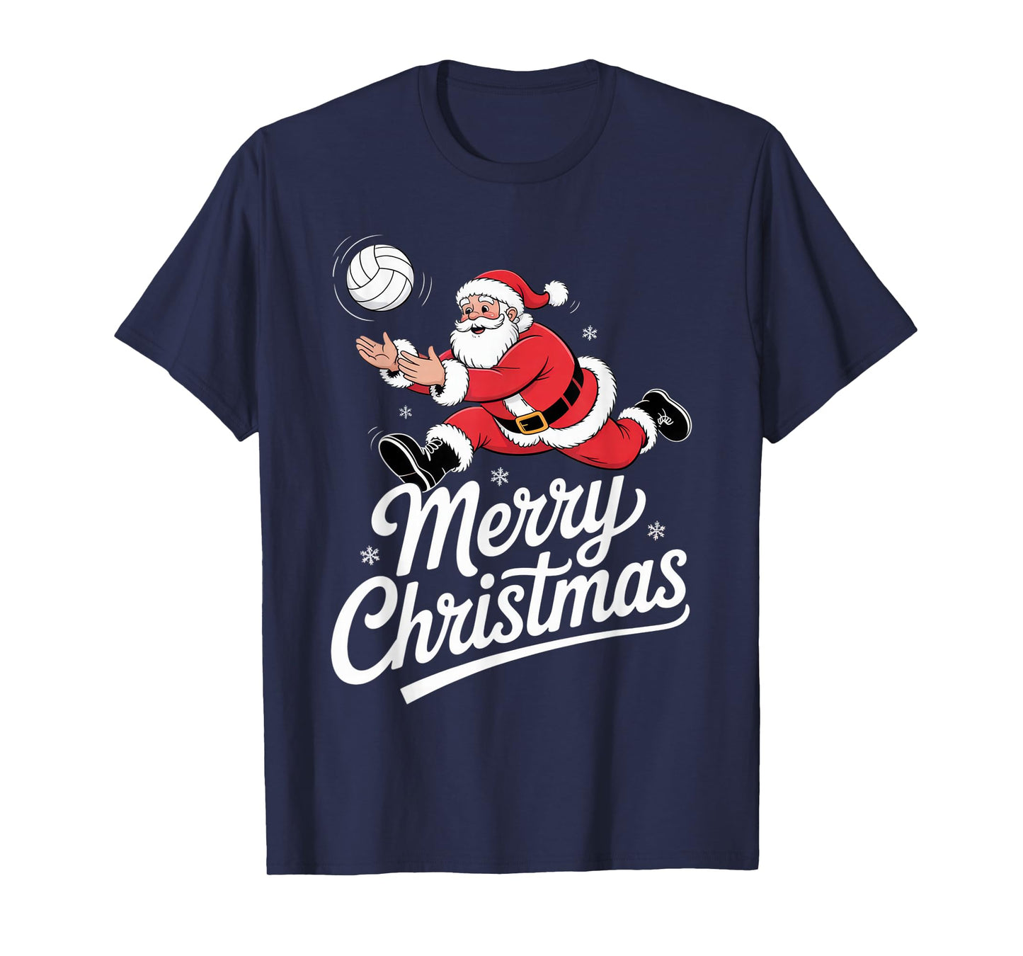 Merry Christmas Santa Playing Volleyball for Festive Sports T-Shirt