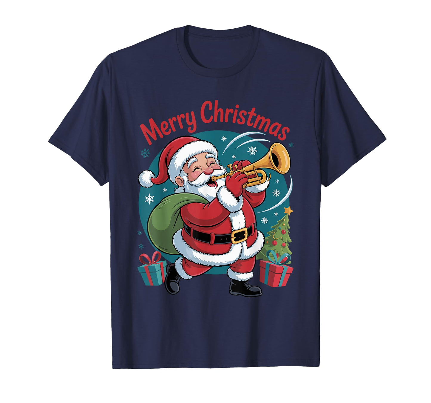 Funny Santa Playing Trumpet Holiday Chrismas Xmas Pajama T-Shirt