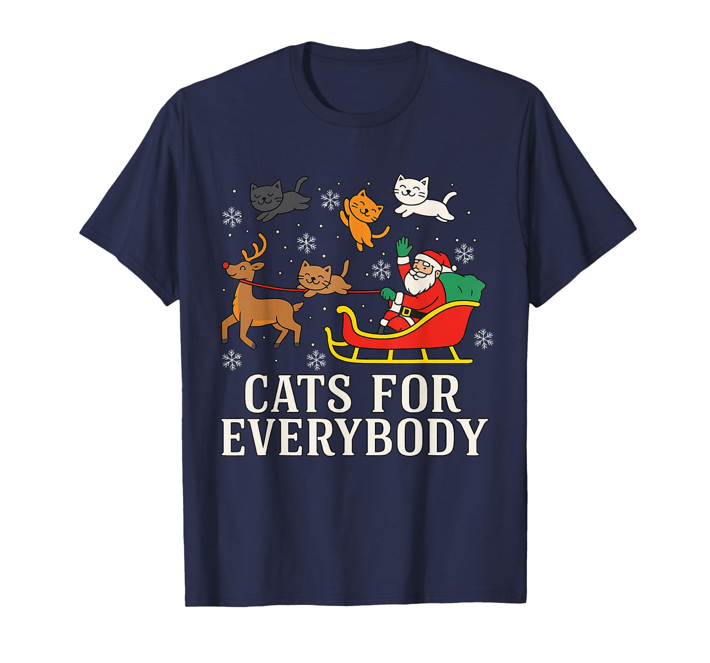 Cats for Everybody Christmas Cat Funny Xmas Women Santa T-Shirt