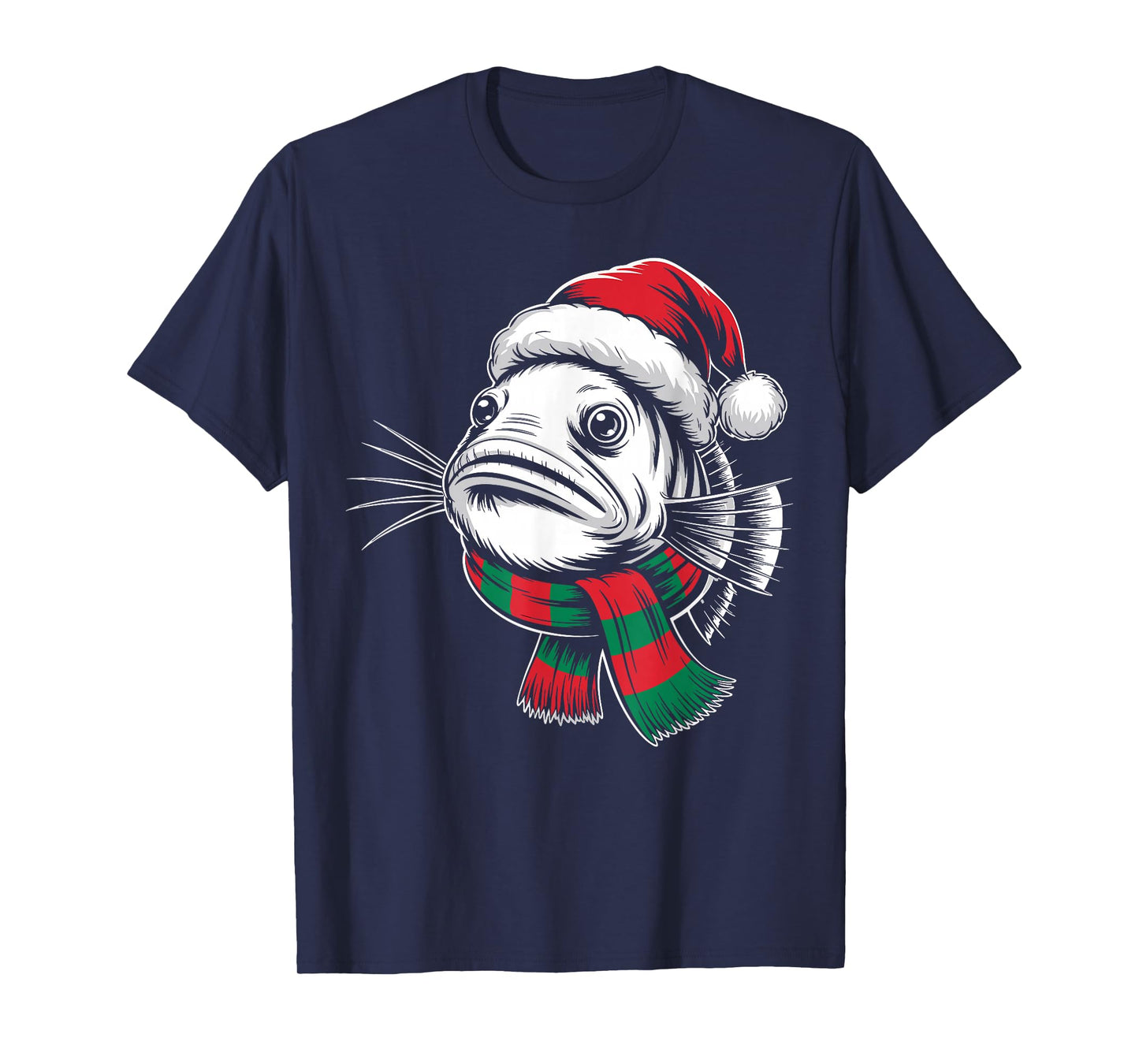 Anglerfish Xmas Santa Hat Scarf Christmas Costume T-Shirt
