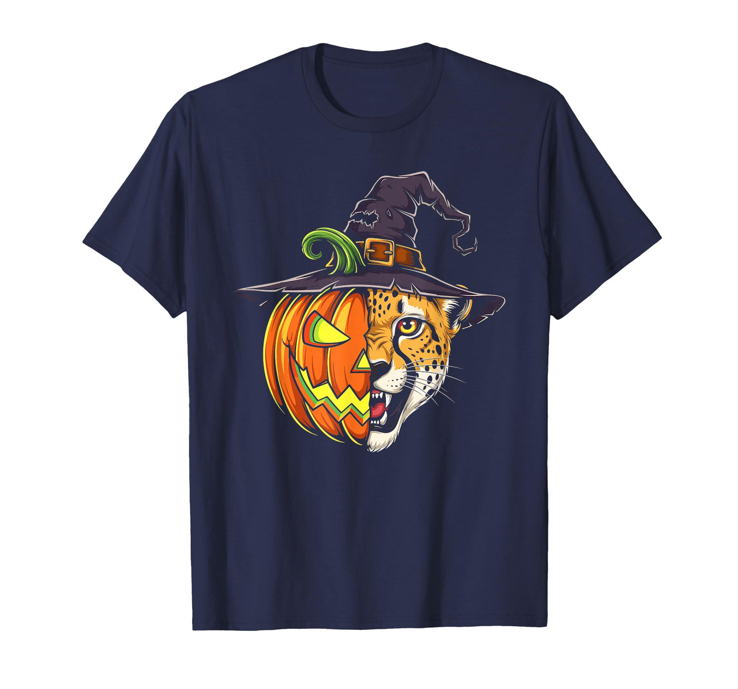Cheetah Pumpkin Jack O Lantern Halloween Kids Mens Womens T-Shirt