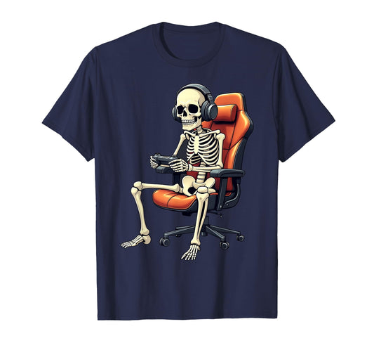 Halloween Skeleton Gamer Video Gaming Boys Girls Men Women T-Shirt