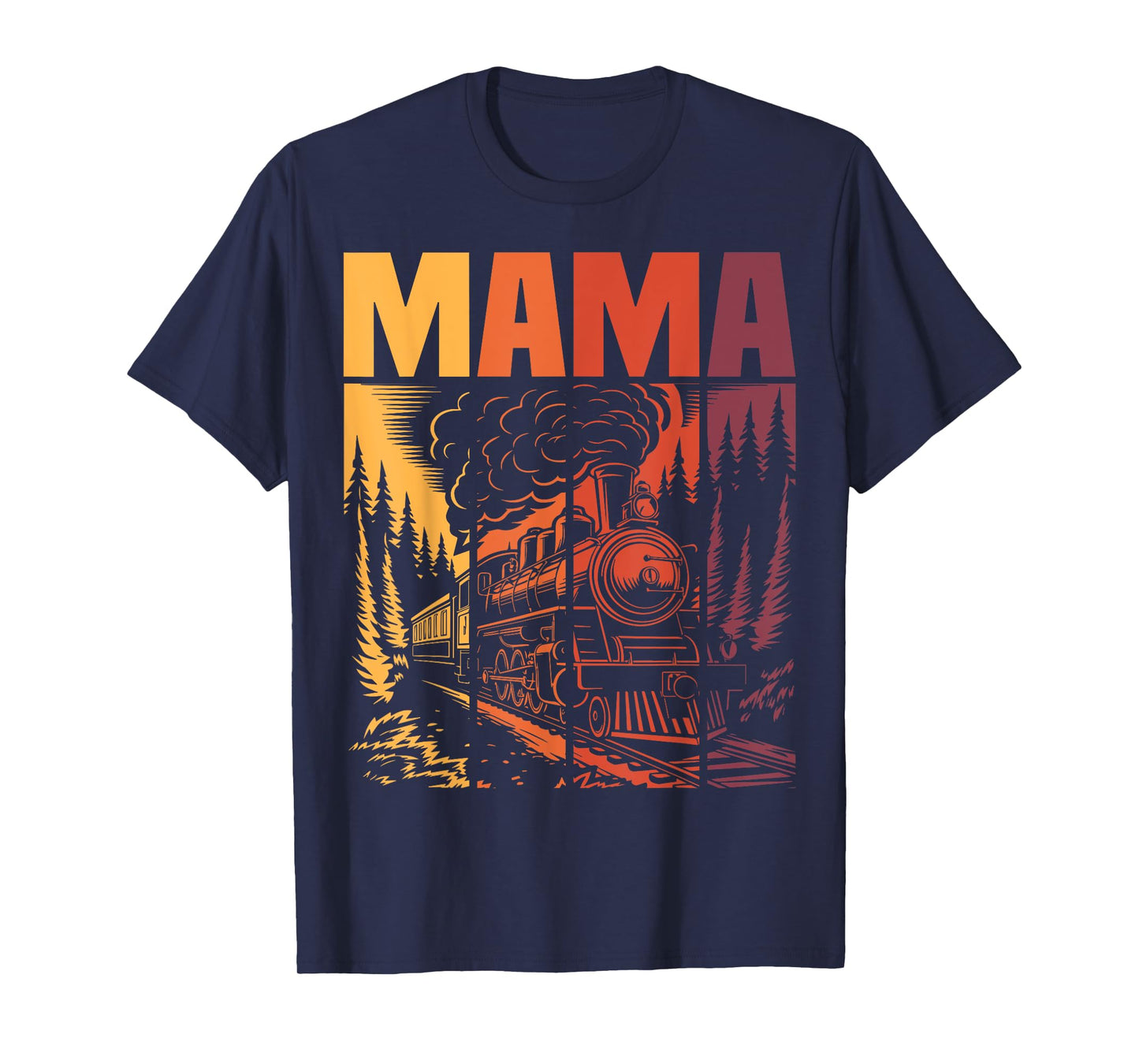Mama Matching Family Retro Train Birthday Party Locomotive T-Shirt