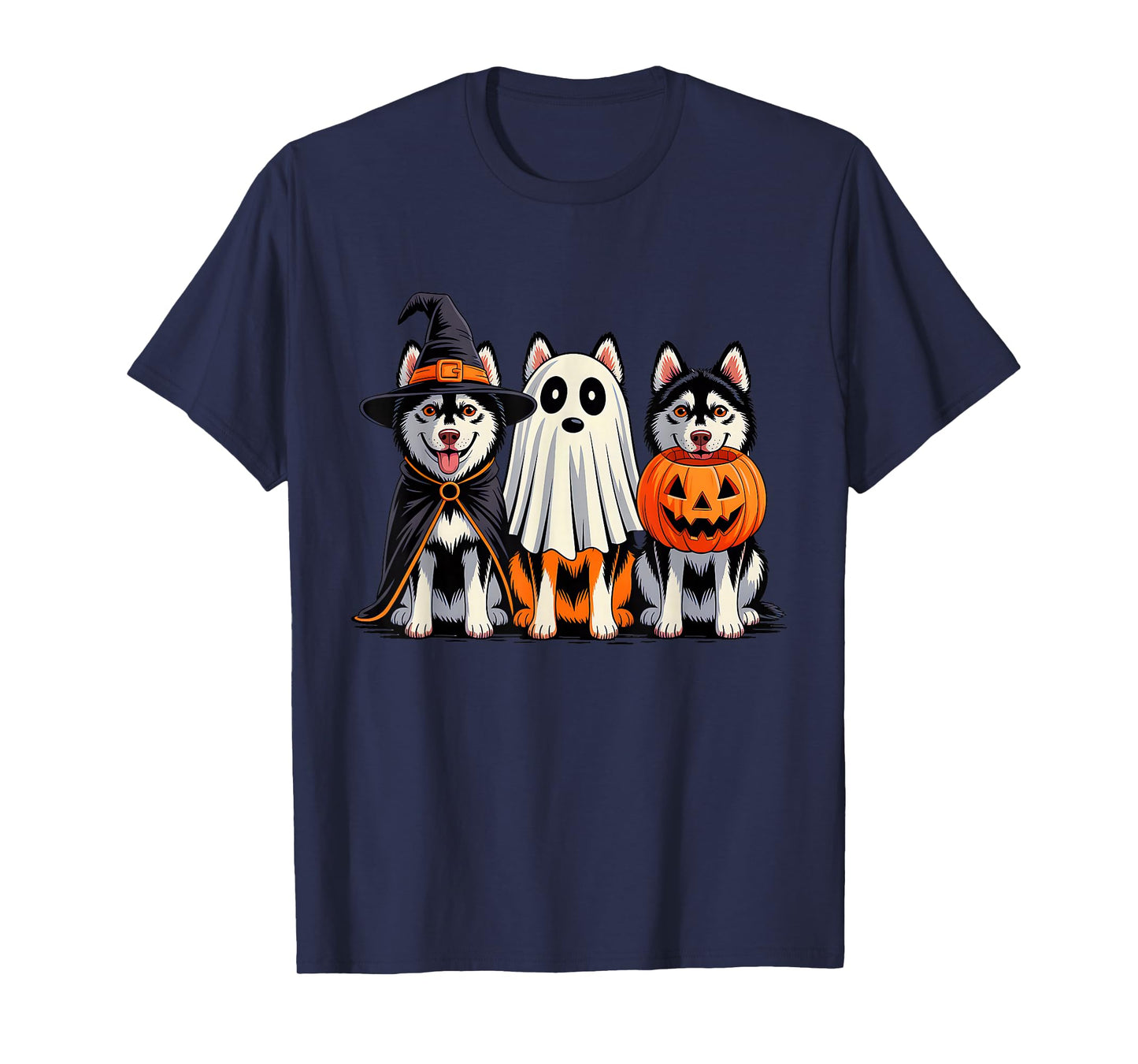 Husky Halloween Funny Dog Lover Pumpkin Witch Ghost Boo T-Shirt