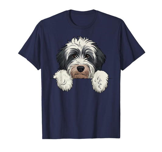 Cute Bernedoodle Peeking Doodle Puppy Dog Lover Men Women T-Shirt